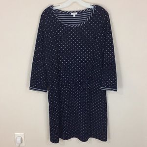 Talbots Factory Navy Polkadot Knit Dress Size Large
